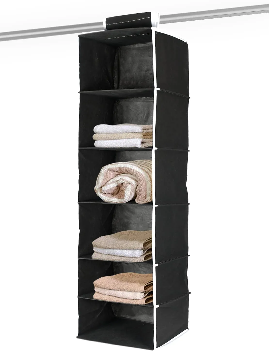 Heart Home 6 Shelf Closet Hanging Organizer/Wardrobe Organizer for Family Closet Bedroom, Living Room Pack of 2 (Black)