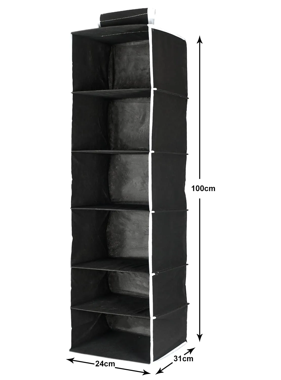 Heart Home 6 Shelf Closet Hanging Organizer/Wardrobe Organizer for Family Closet Bedroom, Living Room Pack of 2 (Black)