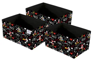 Heart Home Disney Mickey Print Non Woven Fabric 2-Replacement Drawer Storage And Cloth Organizer Unit for Closet (Black)-HHEART16026