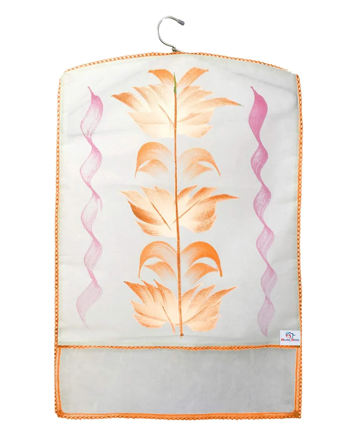 Heart Home Kuber Industries Non Woven Hanging Saree Cover|Wardrobe Organizer|Closet Organizer|Saree & Garments Protector Cover|1 Zipper Compartment on Back Side|Pack of 6 (Orange)