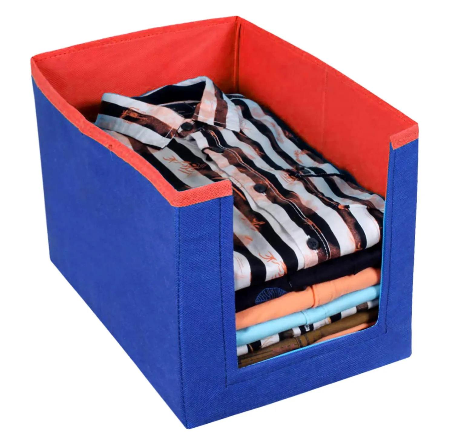 Heart Home Multiuses Non-Woven Closet Organizer With Handles- Pack of 6 (Red & Blue) -HS43HEARTH26535