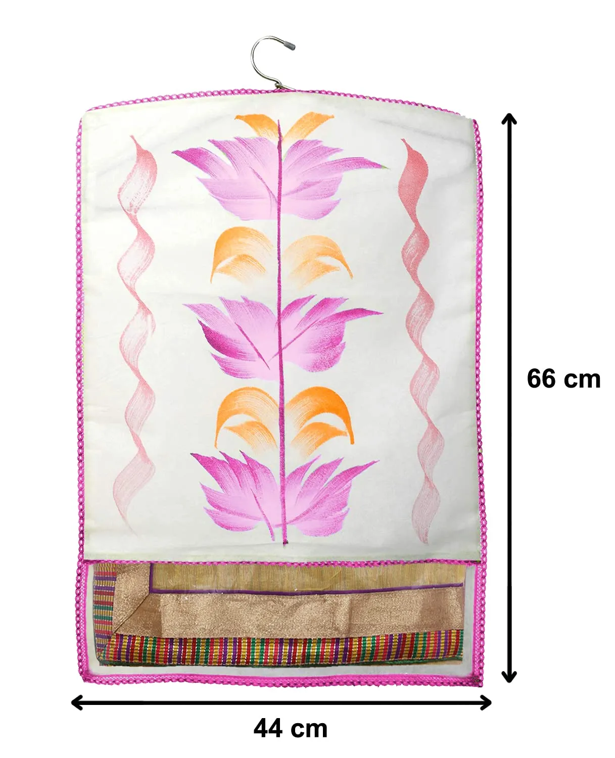 Heart Home Non Woven Hanging Saree Cover, Wardrobe Organizer, Closet Organizer, Saree & Garments Protector Cover With 1 Zipper Compartment on Back Side- Pack of 6 (Pink)-HS_38_HEARTH21521