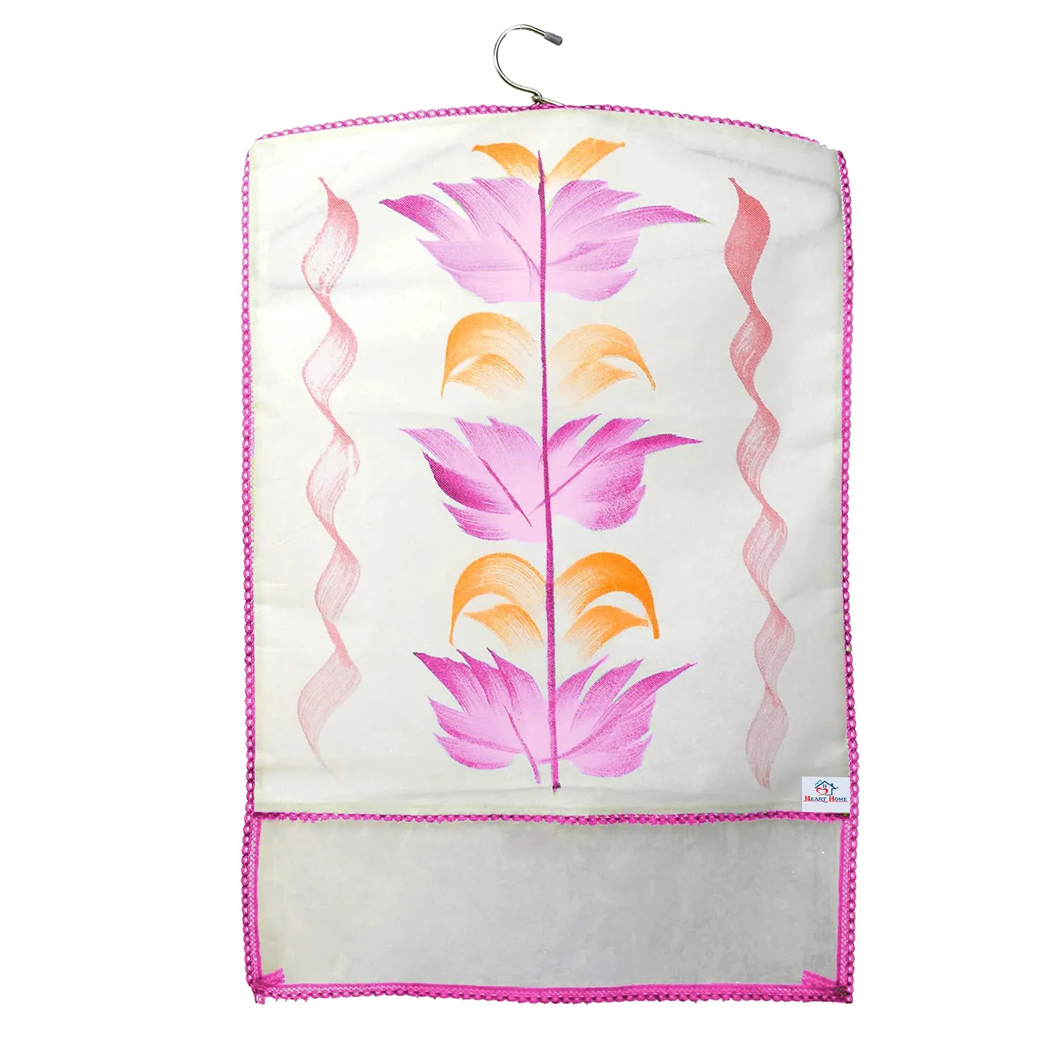 Heart Home Non Woven Hanging Saree Cover, Wardrobe Organizer, Closet Organizer, Saree & Garments Protector Cover With 1 Zipper Compartment on Back Side- Pack of 6 (Pink)-HS_38_HEARTH21521