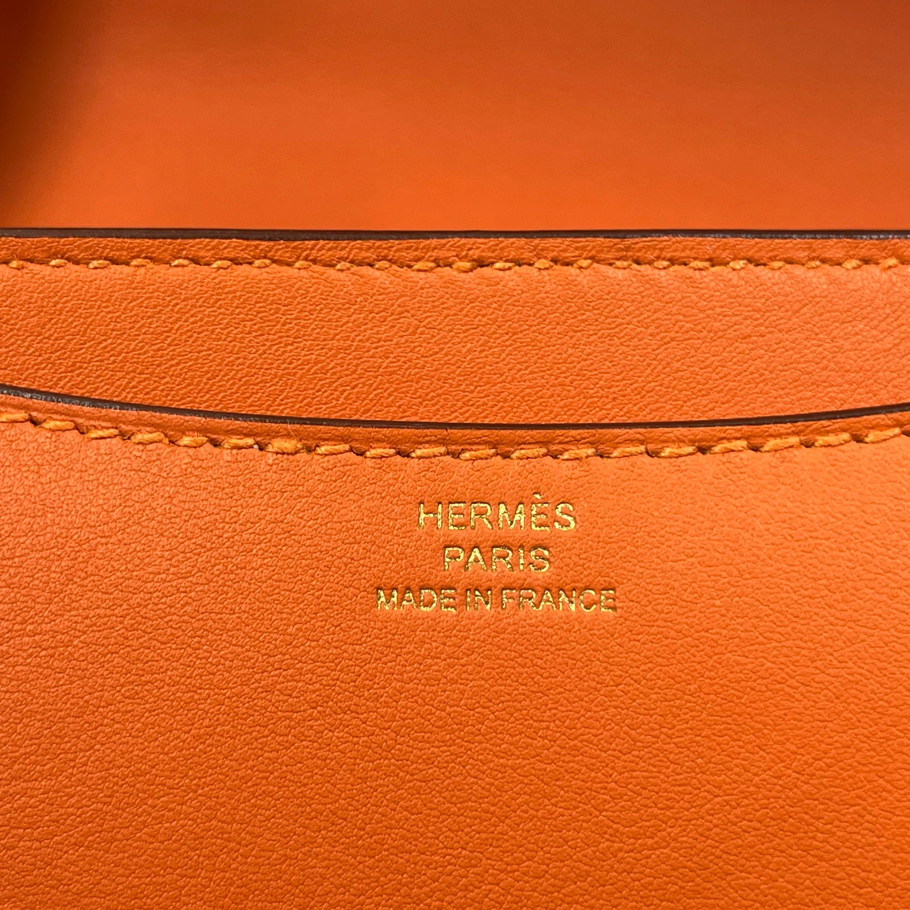 HERMES Constance III Orange Swift Leather Mini Mirror 18