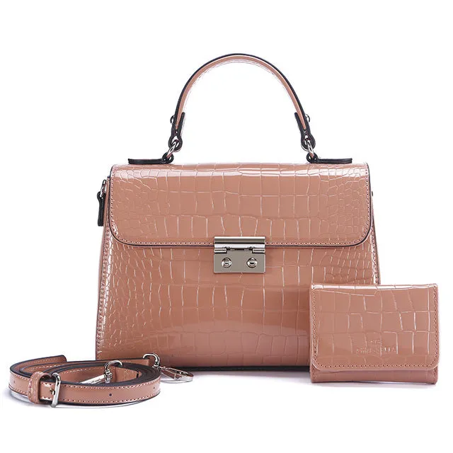 High-end Authentic Leather Alligator Cross-body Shoulder Handbag