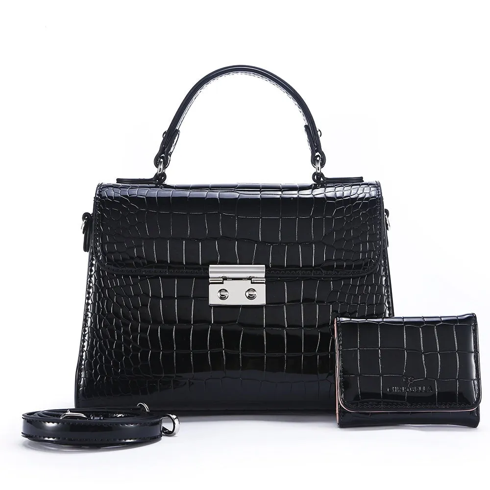 High-end Authentic Leather Alligator Cross-body Shoulder Handbag