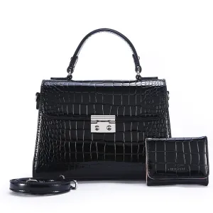 High-end Authentic Leather Alligator Cross-body Shoulder Handbag