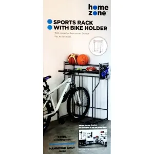 Home Zone Storage Bike Rack - Hammered Gray Finish (35.45" x 19.29" x 44.48")