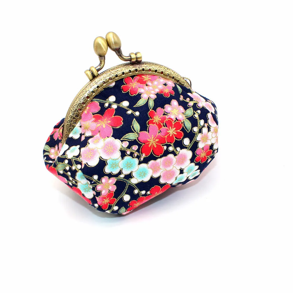 Japanese Cherry Blossom Coin Purse with Vintage Clasp