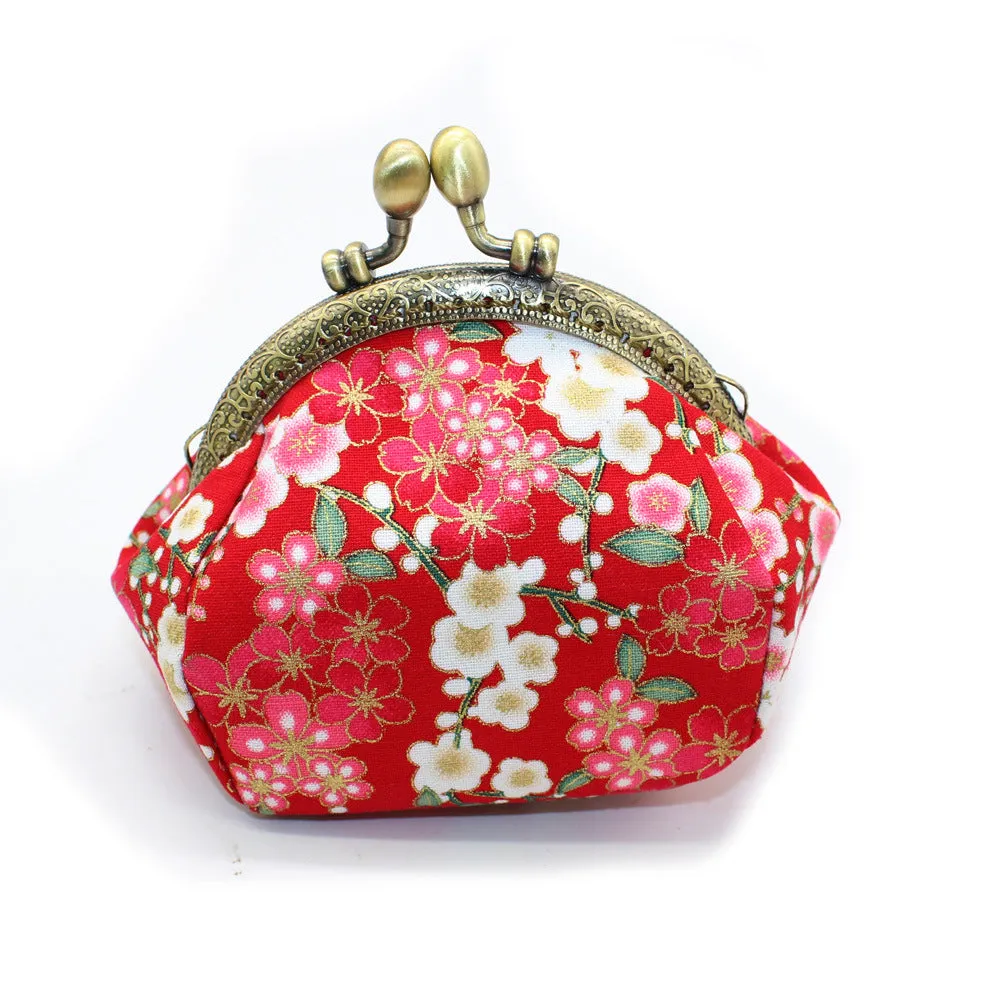 Japanese Cherry Blossom Coin Purse with Vintage Clasp