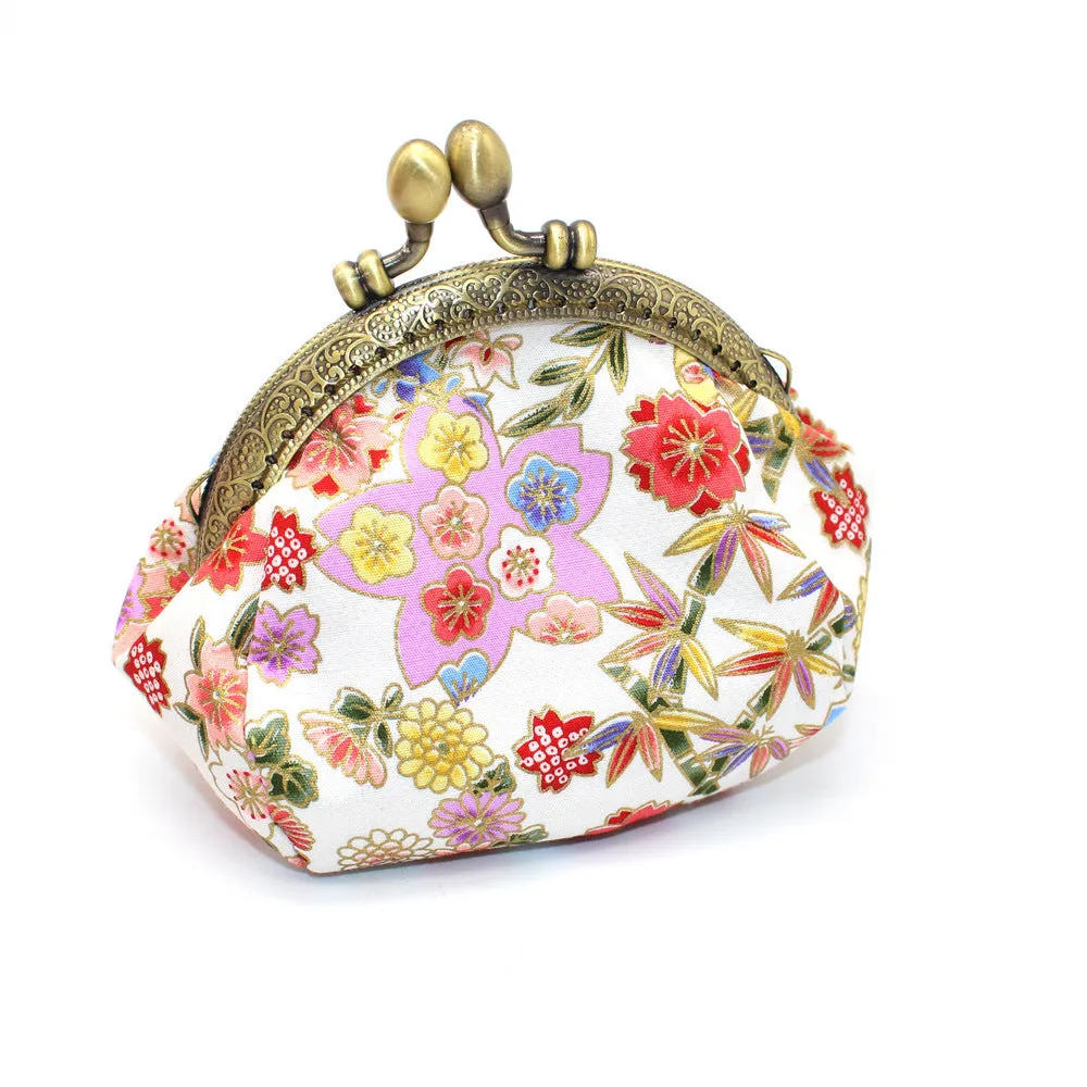 Japanese Cherry Blossom Coin Purse with Vintage Clasp