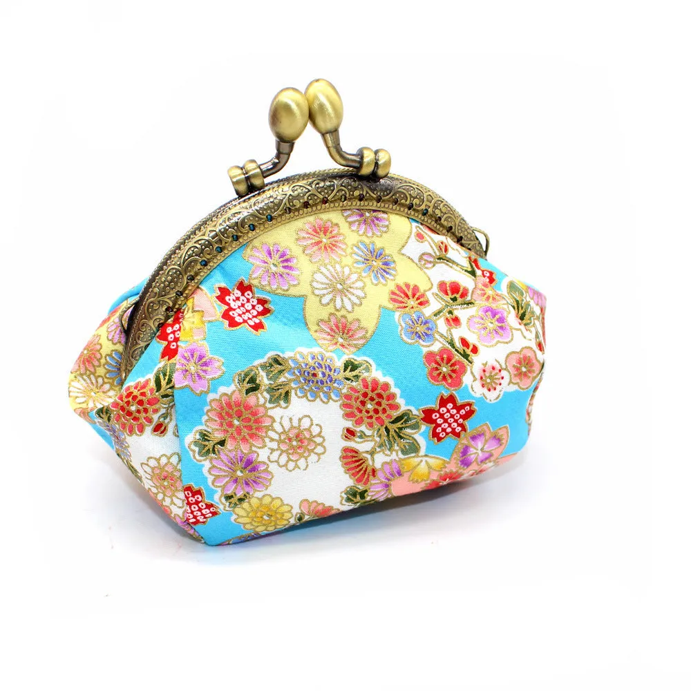 Japanese Cherry Blossom Coin Purse with Vintage Clasp