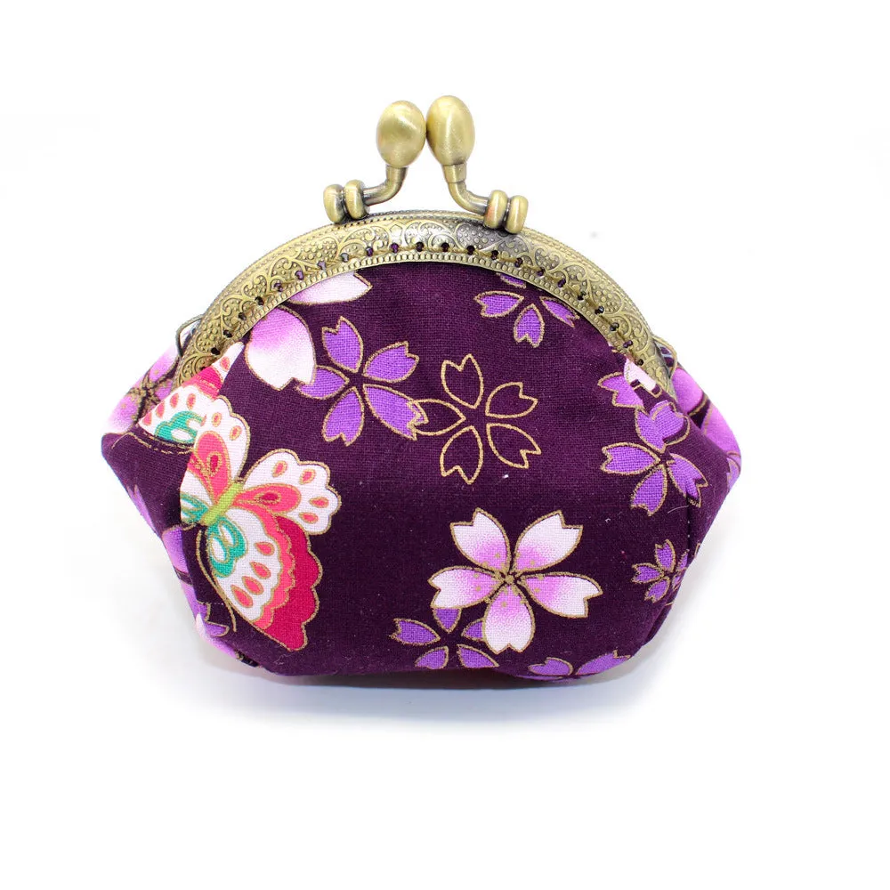 Japanese Cherry Blossom Coin Purse with Vintage Clasp