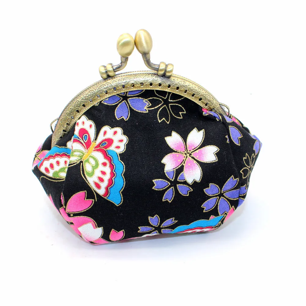 Japanese Cherry Blossom Coin Purse with Vintage Clasp