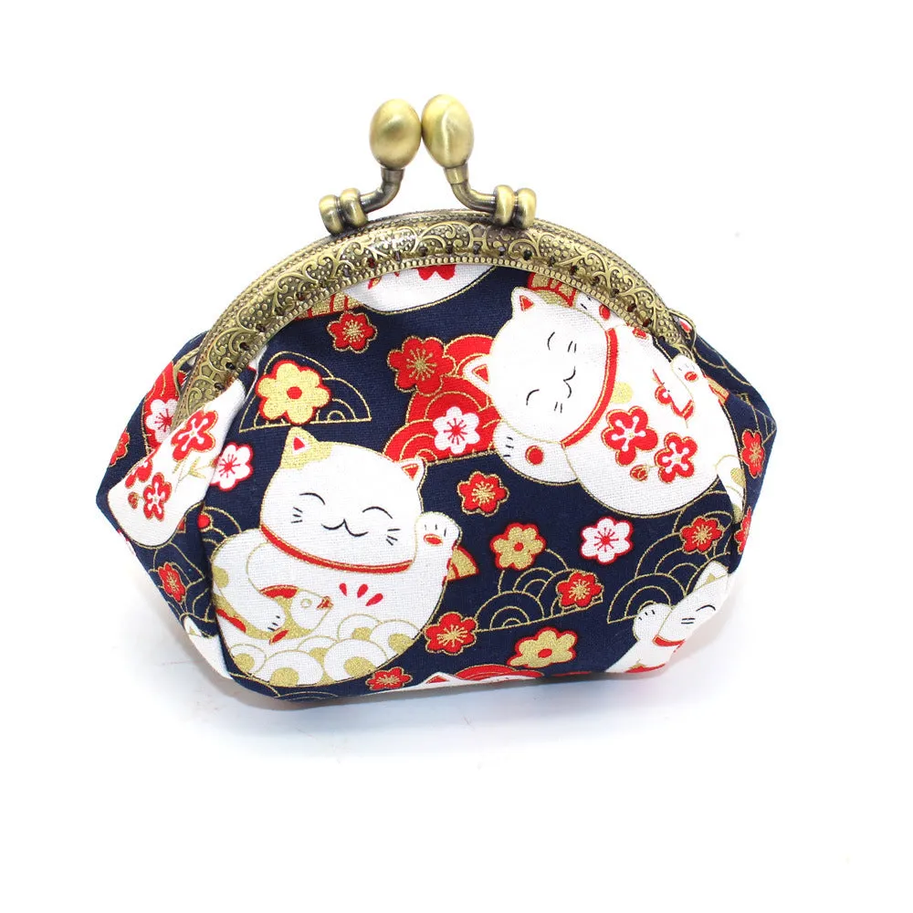 Japanese Cherry Blossom Coin Purse with Vintage Clasp