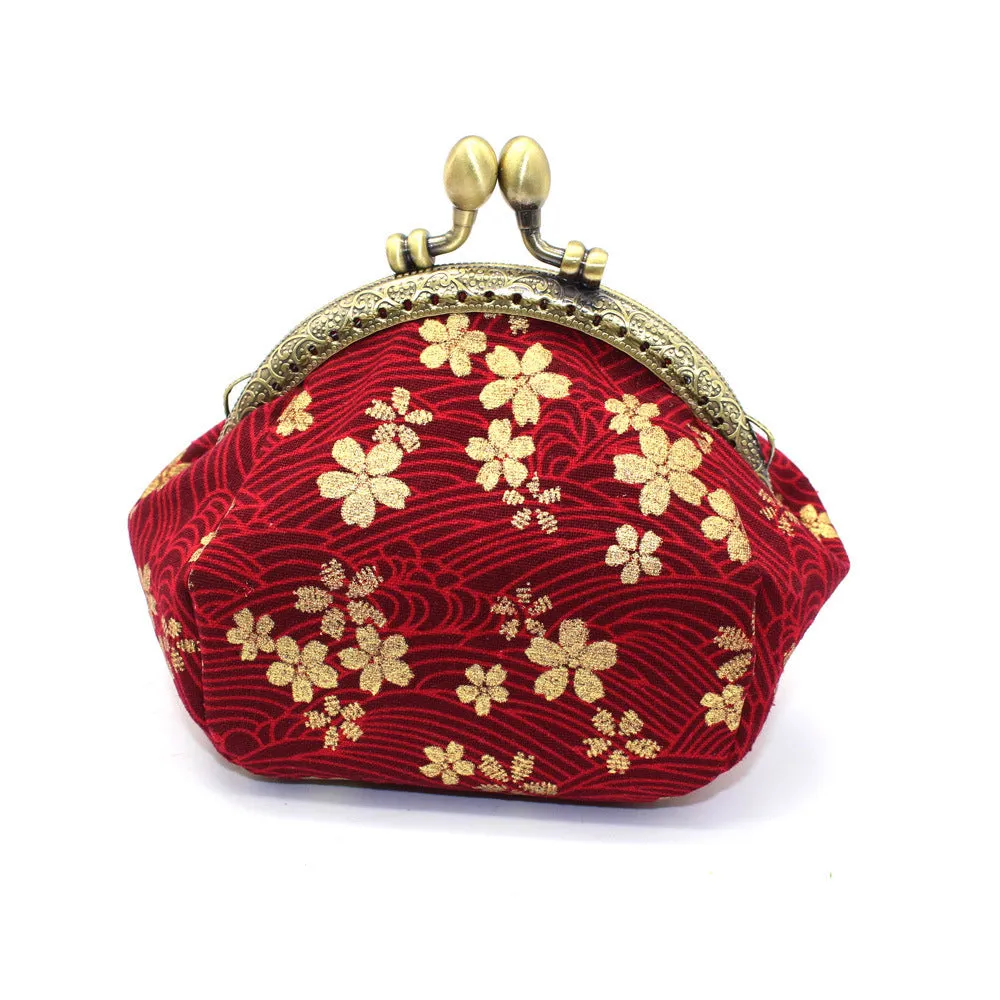 Japanese Cherry Blossom Coin Purse with Vintage Clasp