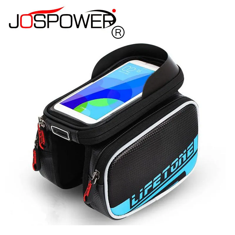 JOSPOWER Cycling Bag Front Frame Bag Waterproof Bike Bicycle Bag Pannier Double Pouch For 5.7-6" Cellphone Bicycle Accessories