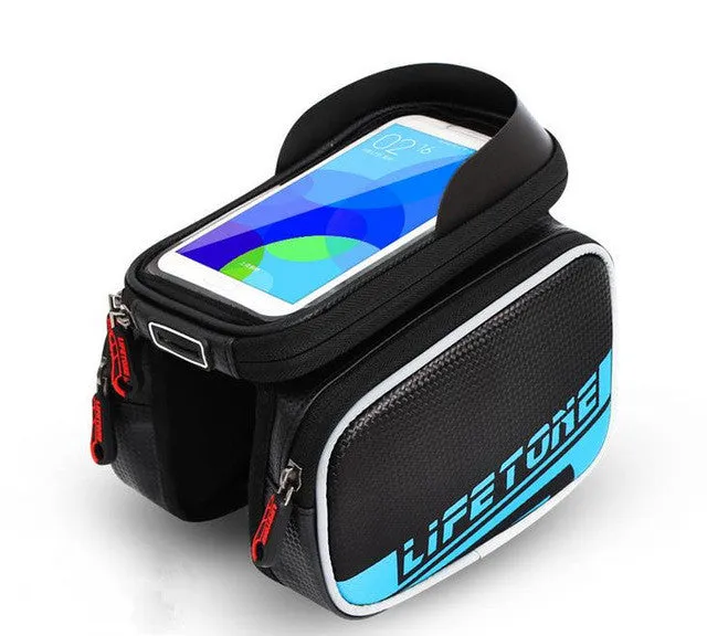 JOSPOWER Cycling Bag Front Frame Bag Waterproof Bike Bicycle Bag Pannier Double Pouch For 5.7-6" Cellphone Bicycle Accessories