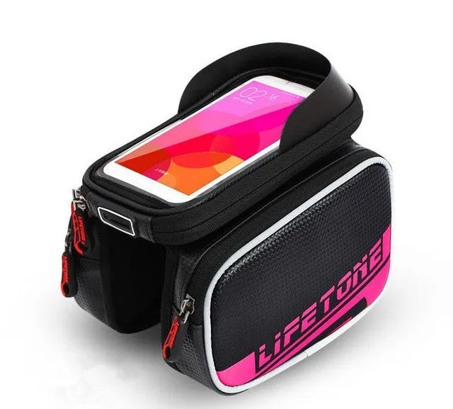 JOSPOWER Cycling Bag Front Frame Bag Waterproof Bike Bicycle Bag Pannier Double Pouch For 5.7-6" Cellphone Bicycle Accessories