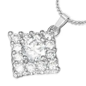 Jubilee Cubic Zirconia Square Pendant Necklace