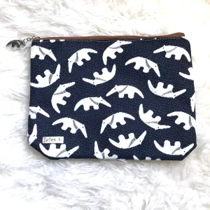 Jules K. Navy Animal Print Zipper Pouch (like new)