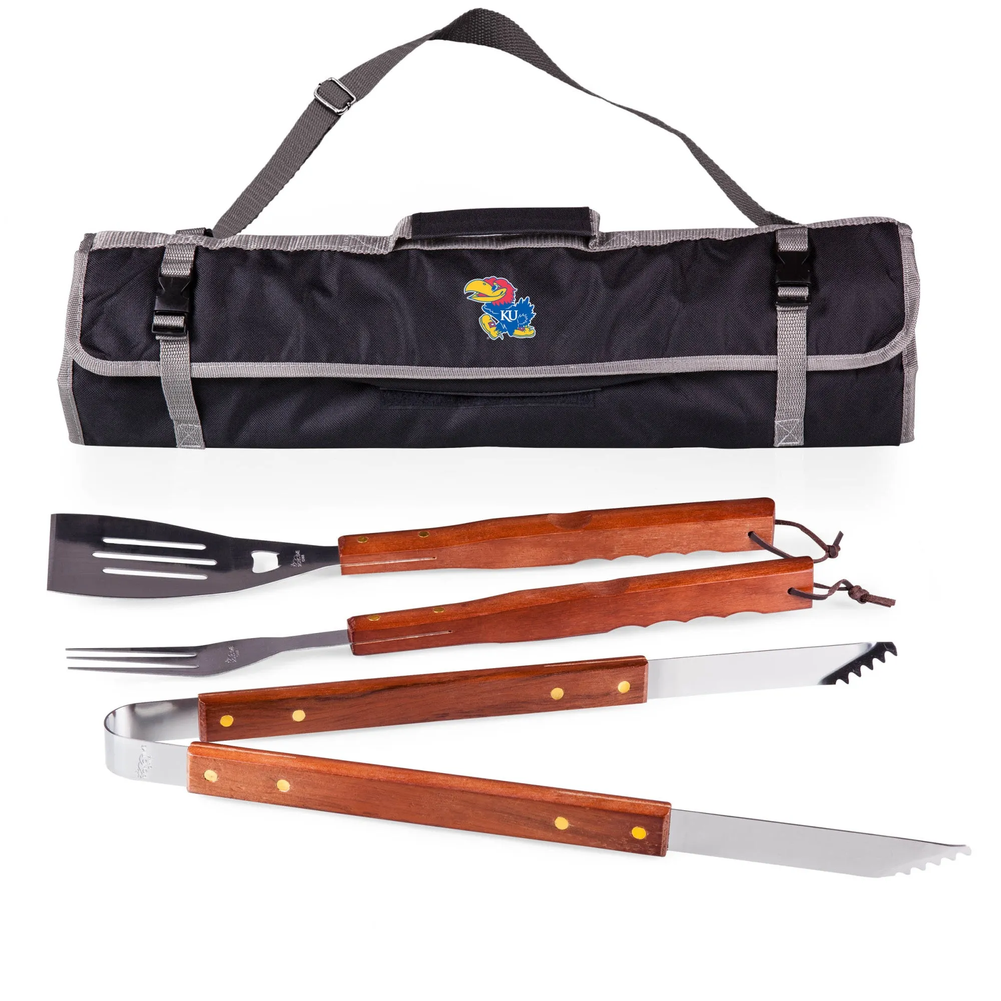 Kansas Jayhawks - 3-Piece BBQ Tote & Grill Set