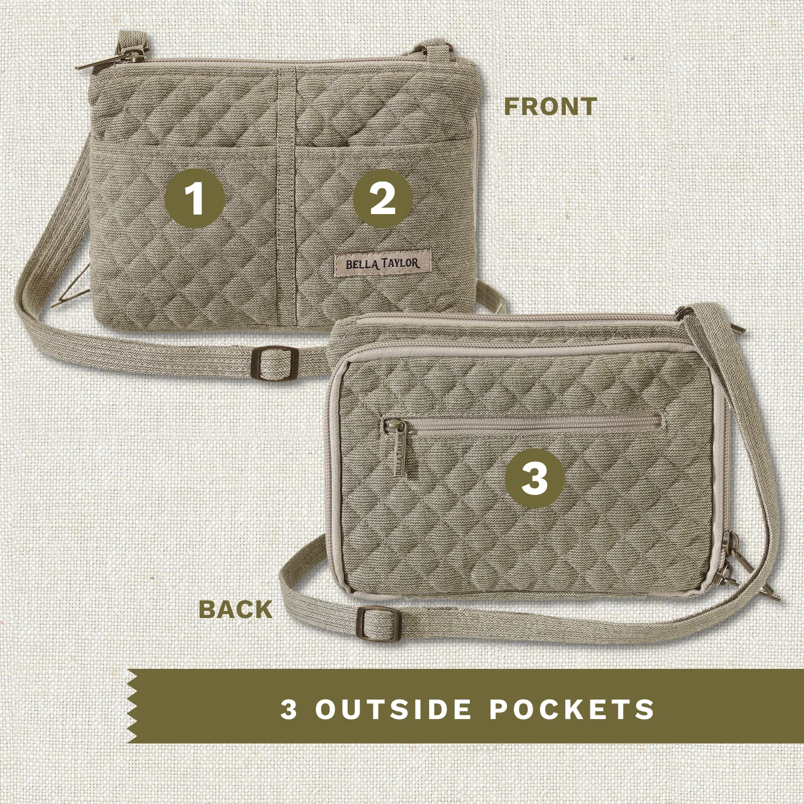 Khaki Chambray Essentials Wallet Crossbody