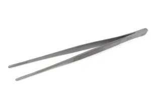 Kitchen Tweezers Stainless Steel Food Tongs Straight Serrated Tips 10" (25cm) Large Tweezers for BBQ