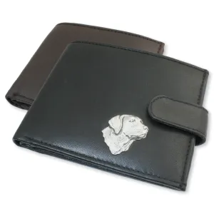 Labrador Head Leather Wallet In Black Or Brown