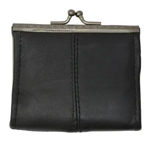 Ladies Black Small Change Coin Purse With Twist Snap Closure