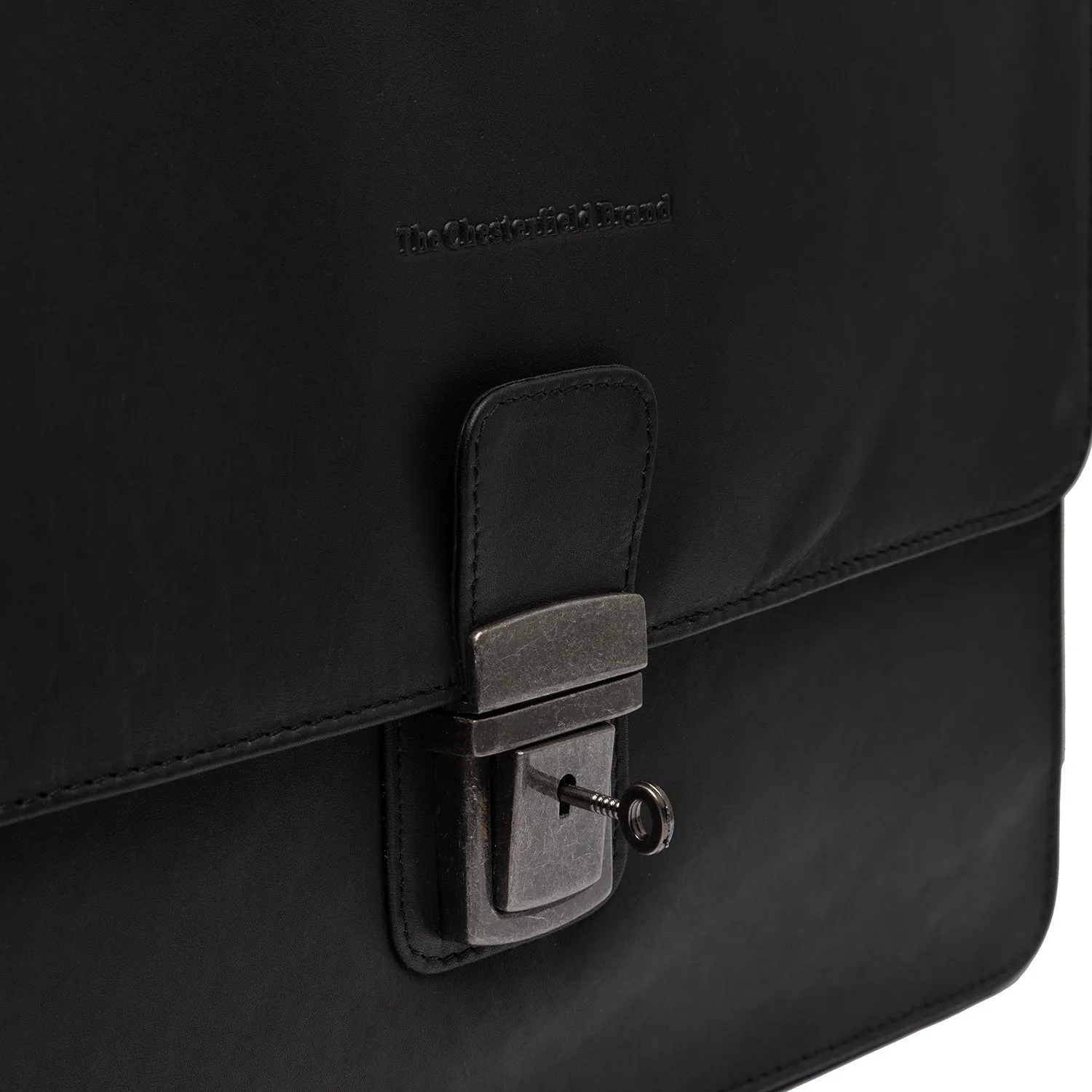 Leather Briefcase Black Venice