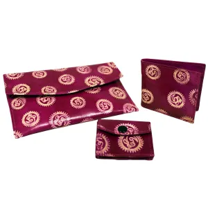 Leather Purse Set - Om - Pink