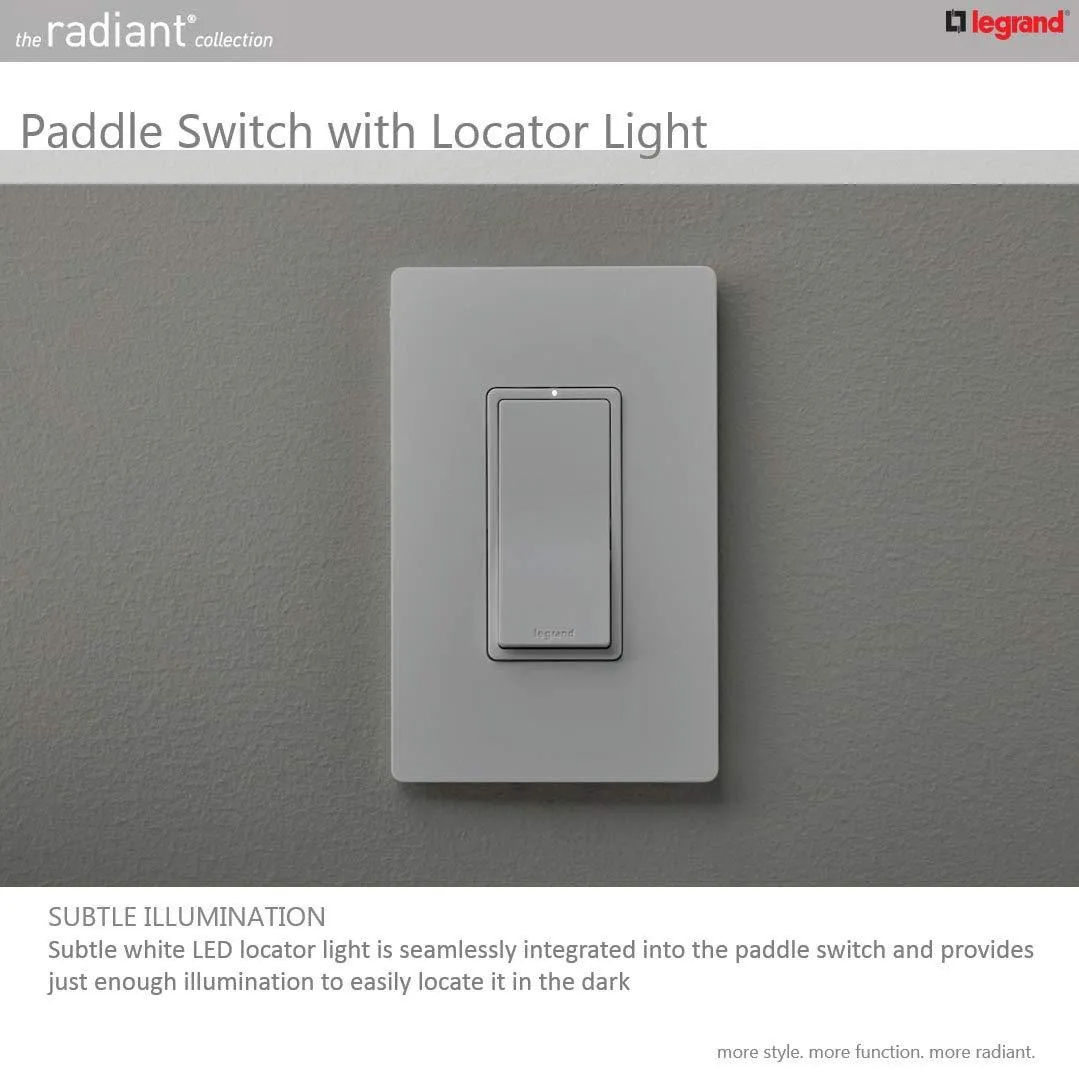 Legrand radiant 15 Amp Rocker Wall Switch with LED Locator Light, Decorator Light Switches, Light Almond, Single Pole, TM870LASLCC10