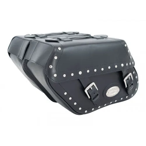 Longride Studded Leather Saddlebags Black - 27 Liters