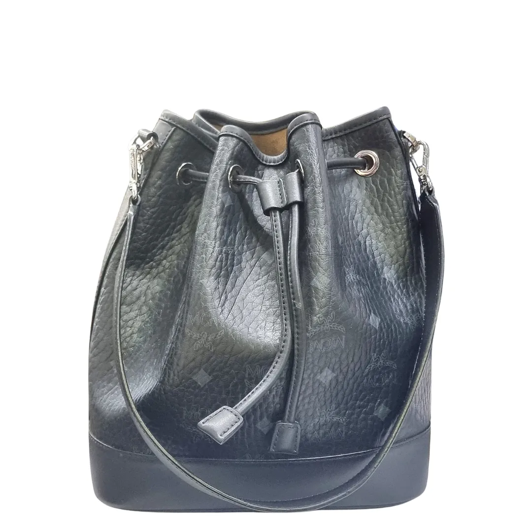 MCM Visetos-motif Dessau Medium Bucket Bag Black H25 x L30 x D13cm