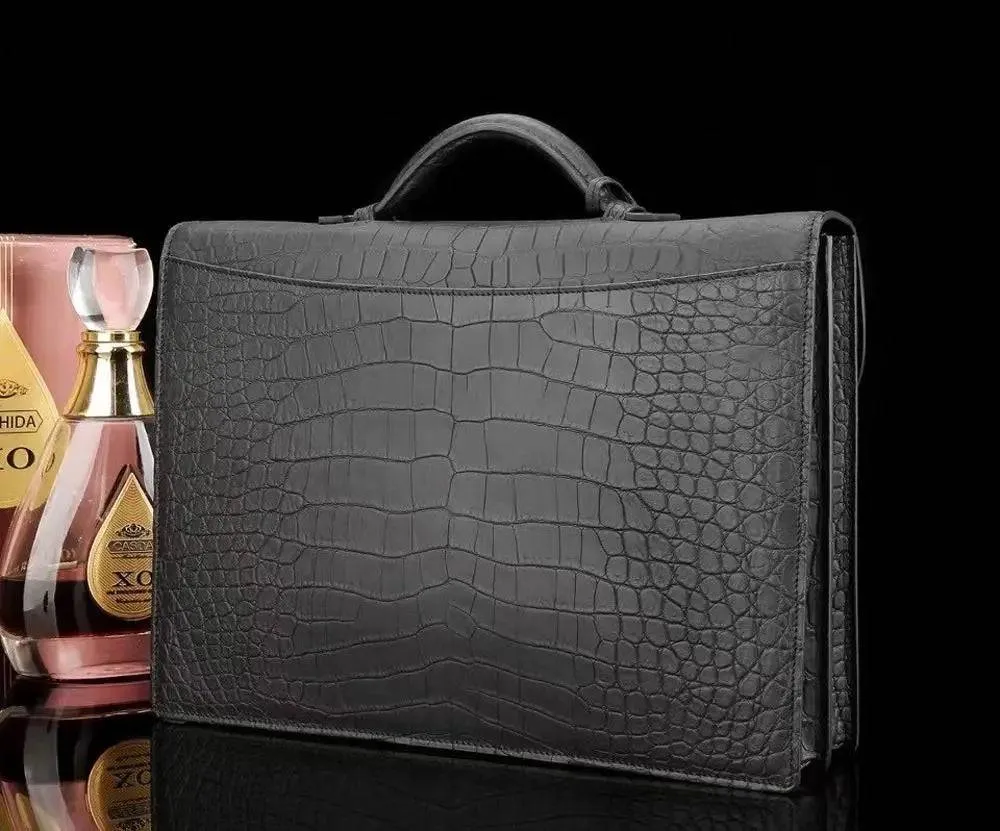 Men's Genuine Crocodile Leather Business Briefcase