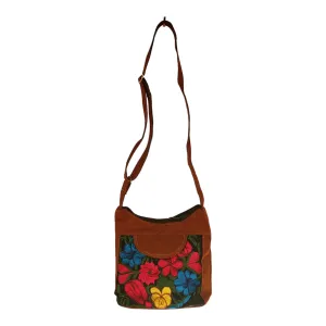 Mexican Embroidered Floral Leather Bag Shoulder Crossbody