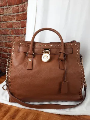 Michael Kors Genuine Leather Hamilton Satchel Bag