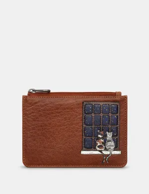 Midnight Cats Brown Leather Franklin Purse