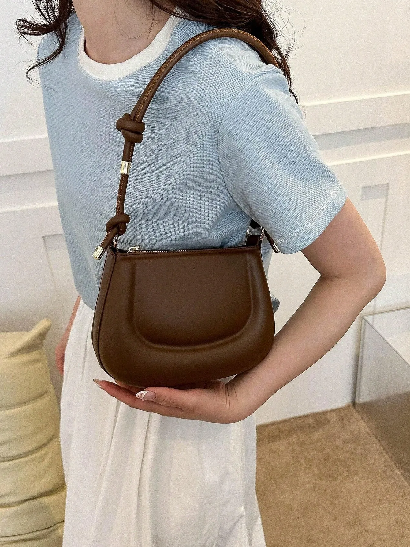 Mini Shoulder Bag Simple Solid Color Versatile Small Novelty Bag