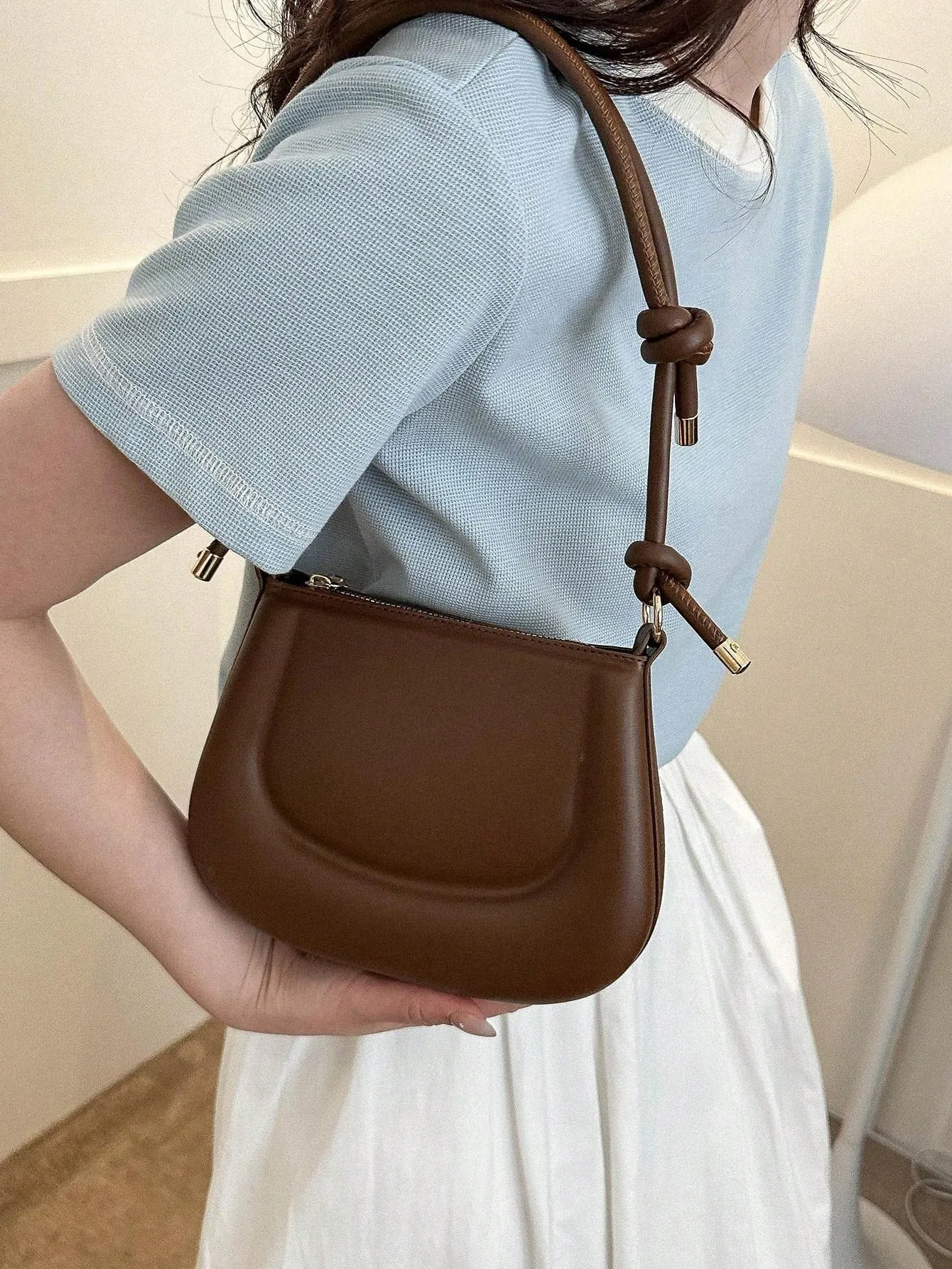 Mini Shoulder Bag Simple Solid Color Versatile Small Novelty Bag