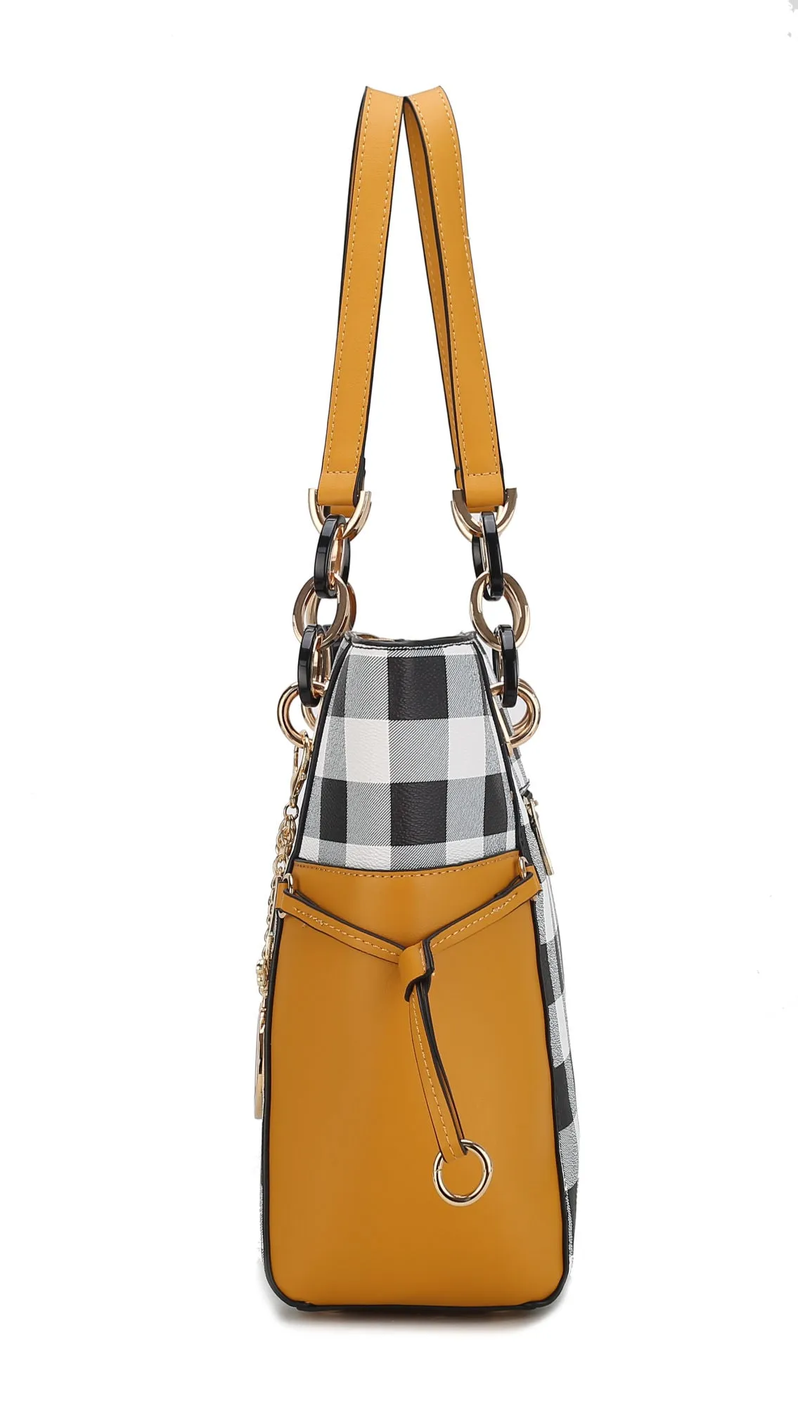 MKF Collection Yale Checkered Tote Bag with Wallet by Mia k