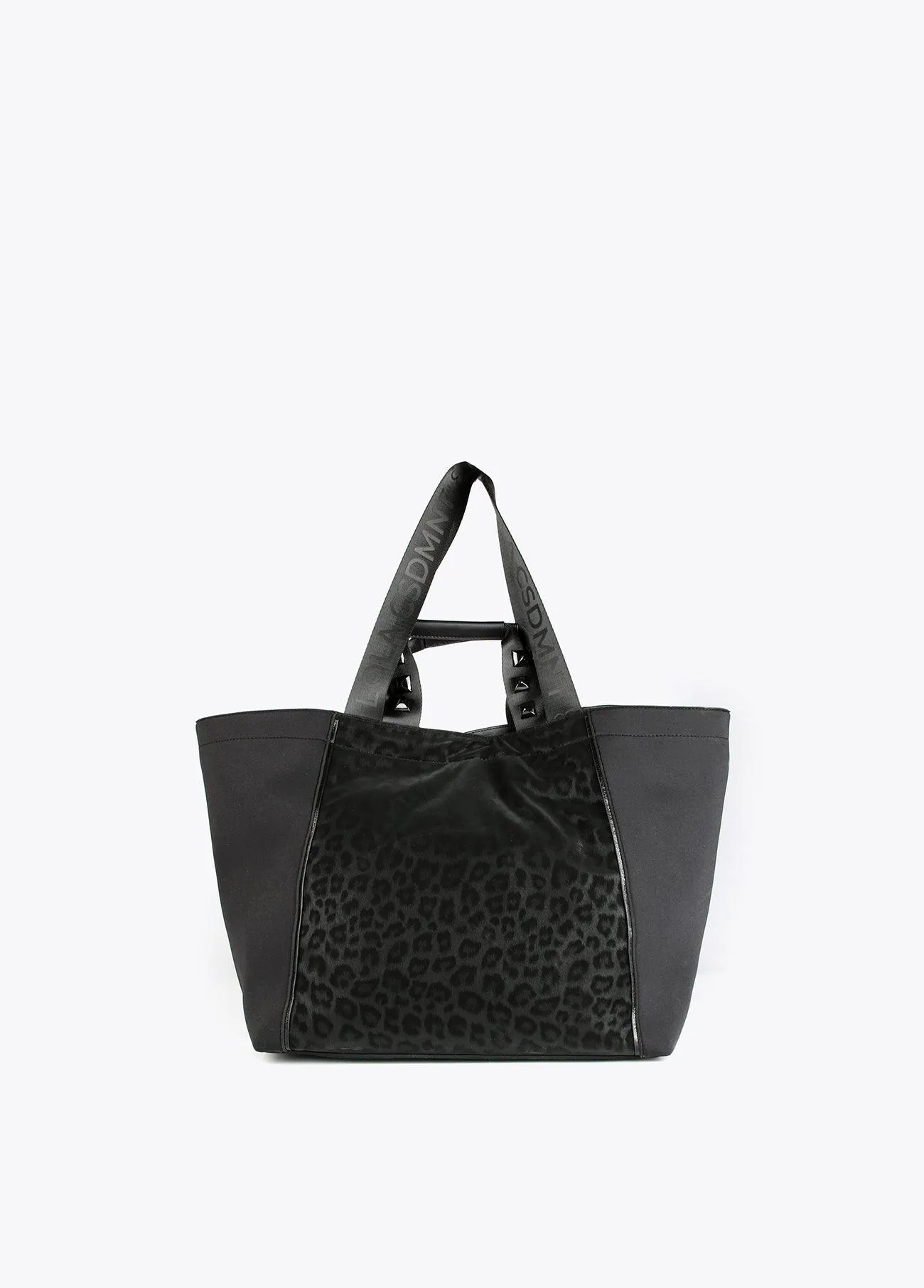 Neoprene and animal print tote bag