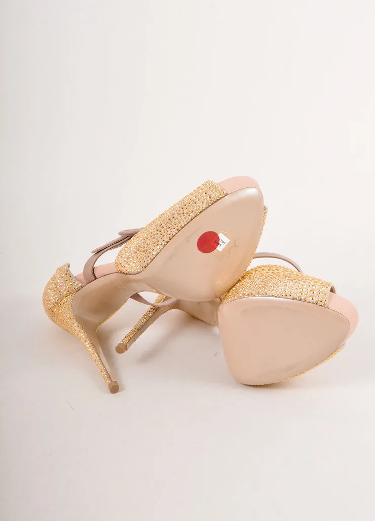 New In Box Taupe and Gold Studded Peep Toe Pumps