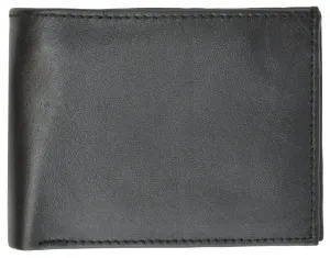 New Mens Bifold Genuine Leather Wallet Multi Credit Card ID License Slim Black