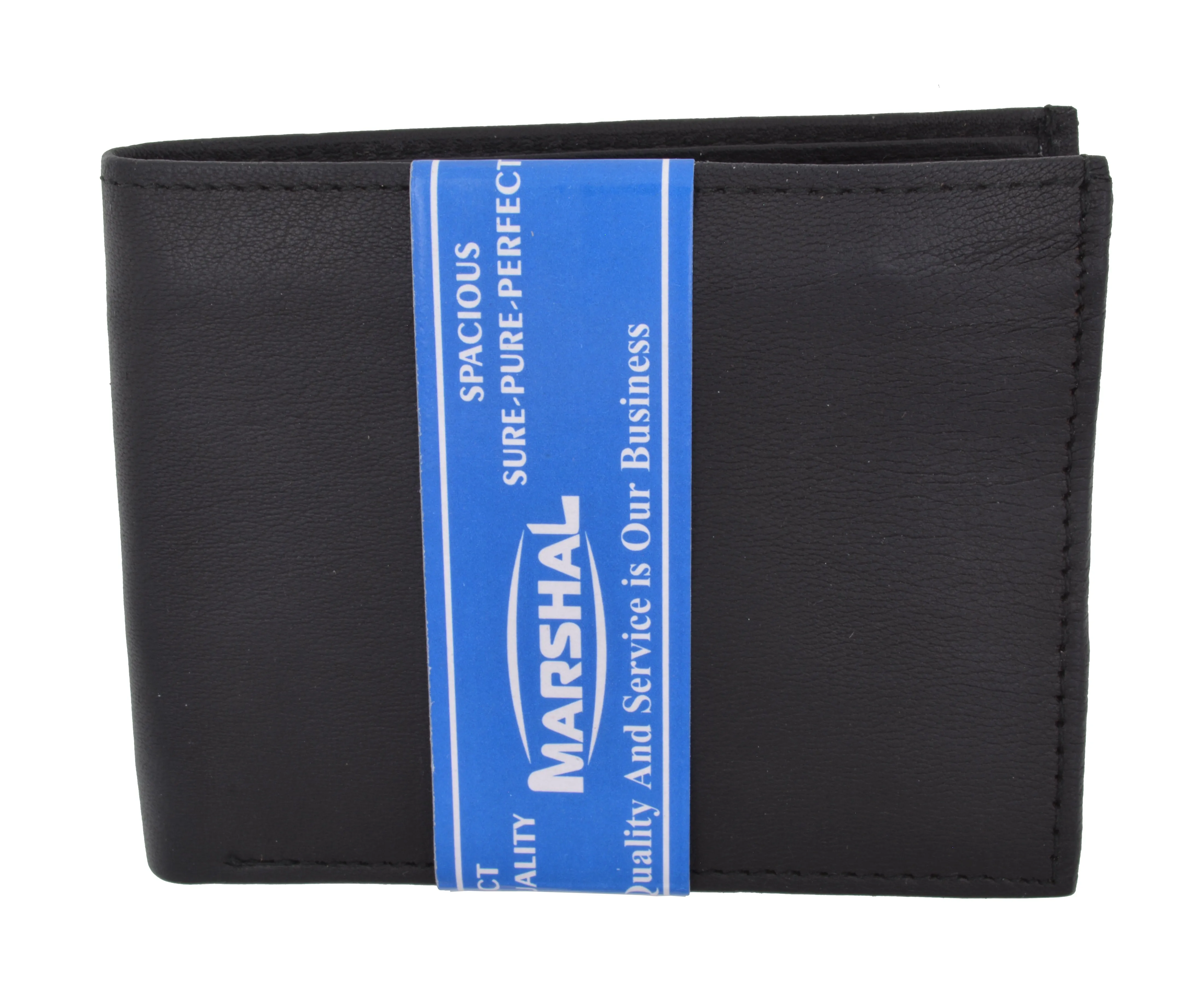 New Mens Bifold Genuine Leather Wallet Multi Credit Card ID License Slim Black