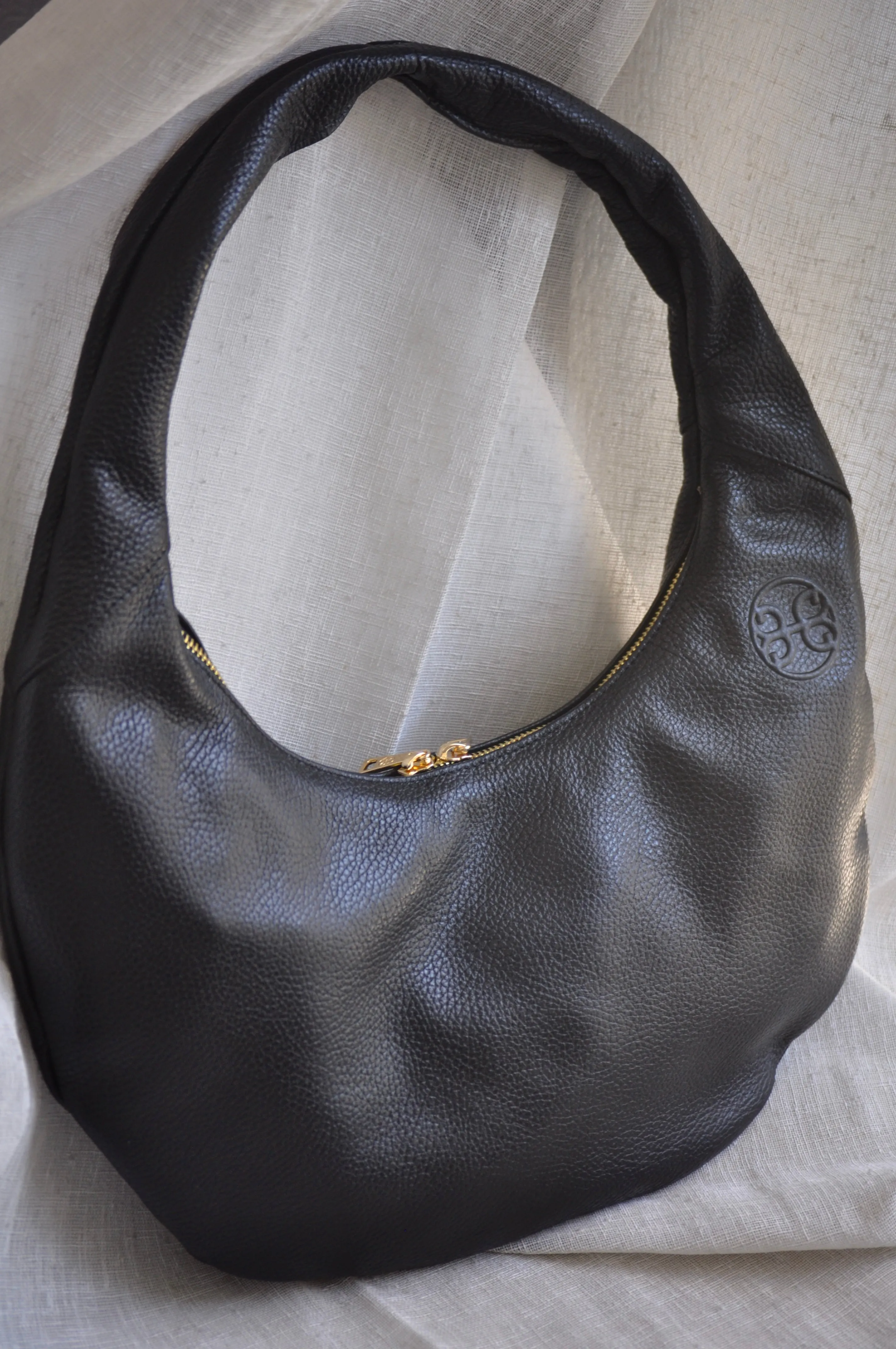 Ophelia Leather Shoulder Bag - Black