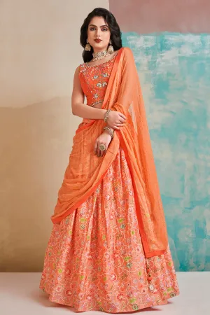 Orange Color Exquisite Printed Work Readymade Lehenga Choli