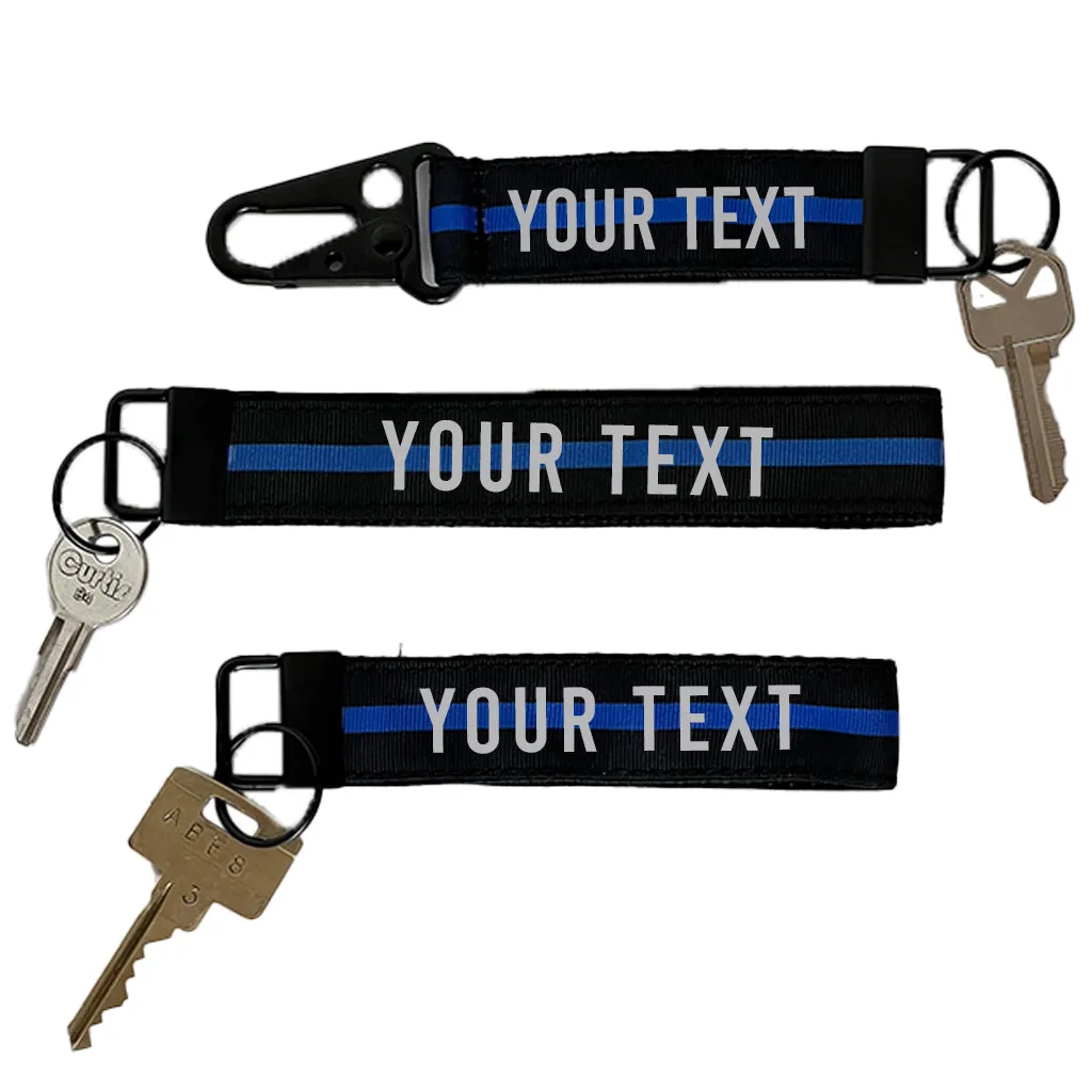 Police Thin Blue Line Snap Hook Key Fob or  Wristlet - Personalized with Your Name or Other Text