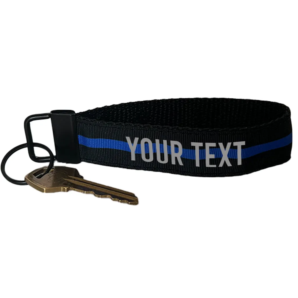 Police Thin Blue Line Snap Hook Key Fob or  Wristlet - Personalized with Your Name or Other Text